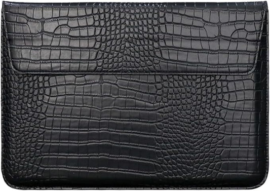 Laptop Sleeve Case 13-13.6 Inch Crocodile PU Leather Flip Cover with Stand Function for 2016-2026 MacBook Neo 13 A18 Pro A3404 Air 13 Pro 13 M5 M4 M3 M2 M1, for HP Dell Lenovo Laptop, Black