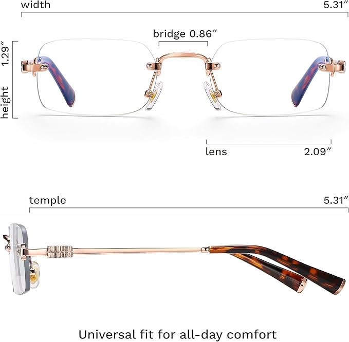 livho Blue Light Blocking Glasses for Women, Lightweight Metal Frame Computer Glasses, Anti Eye Strain, UV Protection