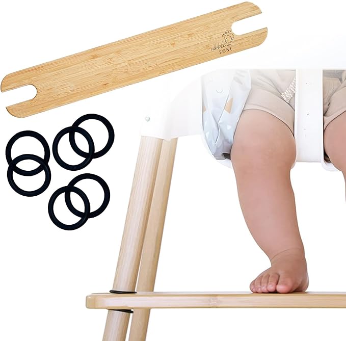 Nibble and Rest Woodsi Footsi Highchair Footrest for IKEA Antilop, Bamboo Wooden Footrest, Height Adjustable, High Chair Accessories,Suitable Footstool with Rounded Corners