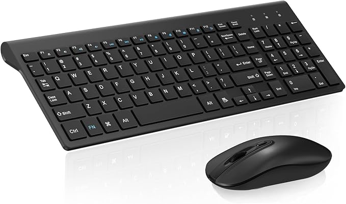 cimetech EasyTyping KF10 Wireless Keyboard and Mouse Combo, [Silent Scissor Switch Keys][Labor-Saving Keys]Ultra Slim Wireless Computer Keyboard and Mouse, Easy Setup for PC/Laptop/Mac/Windows - Black