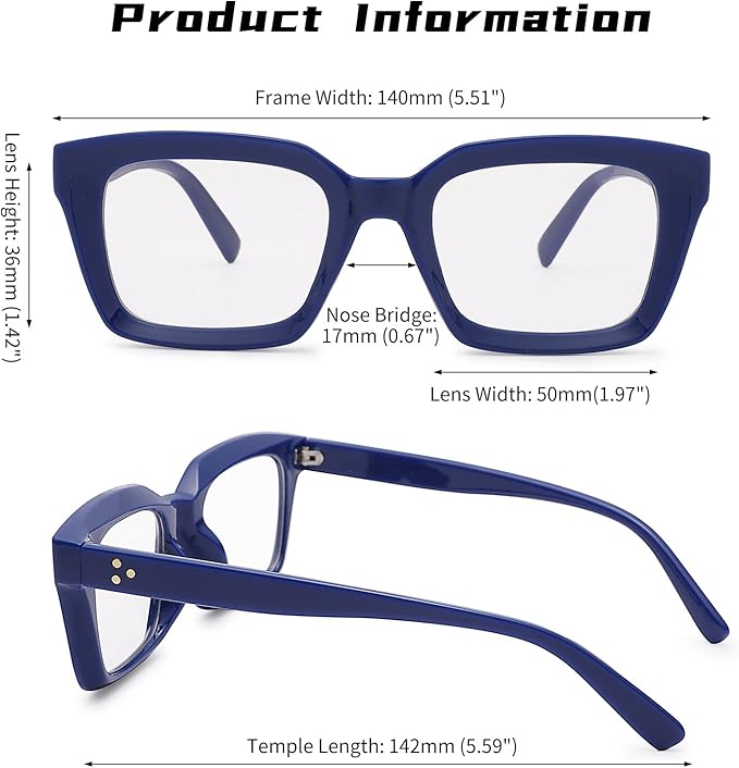 COASION Blue Light Blocking Eyeglasses Classic Thick Square Rim Frame Eyewear for Women Men