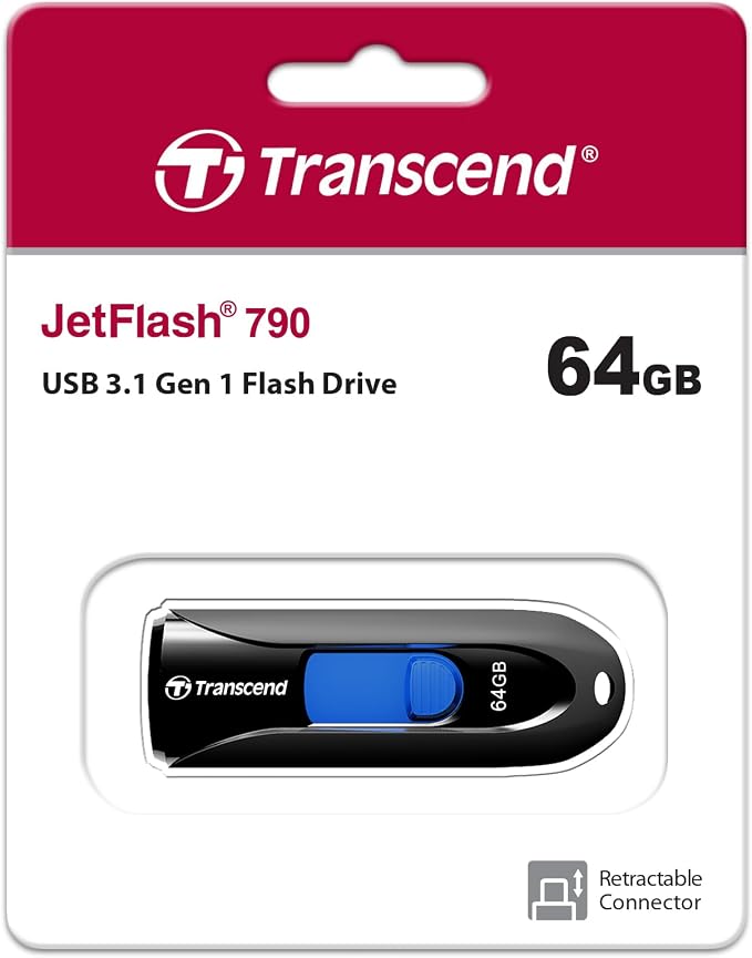 Transcend 64GB JetFlash 790 USB 3.0 Flash Drive (TS64GJF790K), Black - Image 2