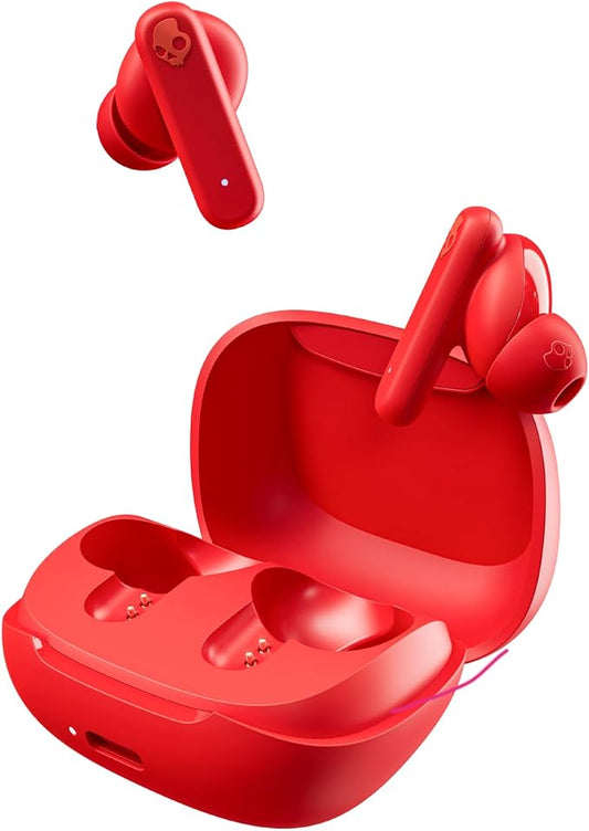 Skullcandy Smokin’ Buds Wireless Earbuds, Bluetooth Headphones, Noise Isolating Fit, Up to 20 Hours Battery, IPX4 Sweat and Water Resistant, Microphone for iPhone Android - Flame