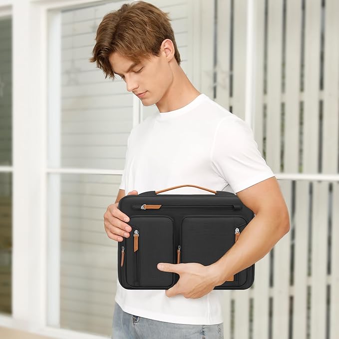MOSISO 360 Protective Laptop Case 13.3 inch, 13-13.3 inch Laptop Sleeve Compatible with MacBook Air/Pro 13/Pro 14, HP Dell Acer, Side Open Carrying Computer Bag with 5 Accessory Pockets&Belt, Black