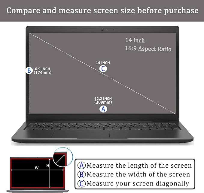 2 Pack 14" Laptop Tempered Glass Screen Protector for HP/Dell/Sony/Samsung/Lenovo/Acer/MSI/LG/Razer Blade and Other 14 inch Aspect Ratio 16:9 Laptop, 9H Hardness,HD Clear, Anti-Scratch