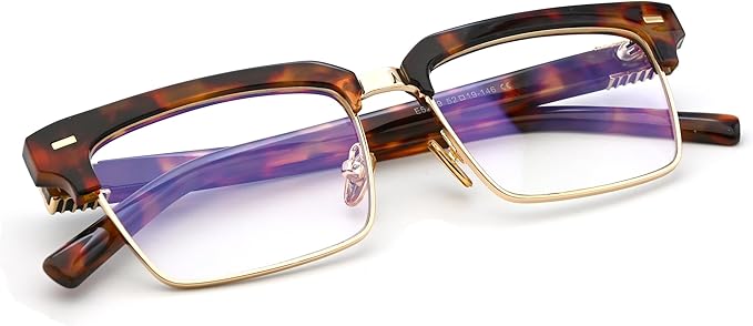 Semi Rimless Rectangle Blue Light Glasses Men Women Black Square Eyewear