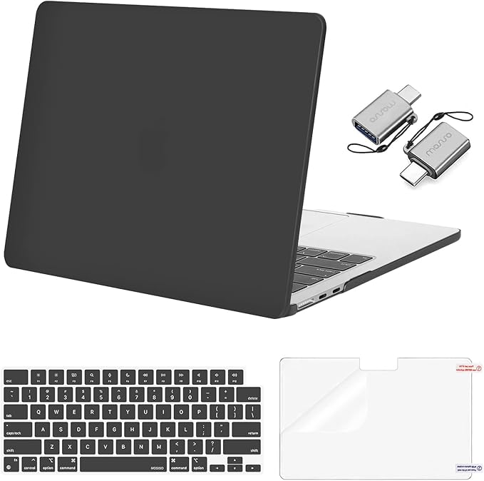 MOSISO Compatible with MacBook Air 13 inch Case M5 2026 M4 2025 M3 M2 2024-2022 A3449 A3240 A3113 A2681, Hard Shell&Keyboard Cover&Screen Film&Type C for MacBook Air 13.6 inch Case, Slate Gray