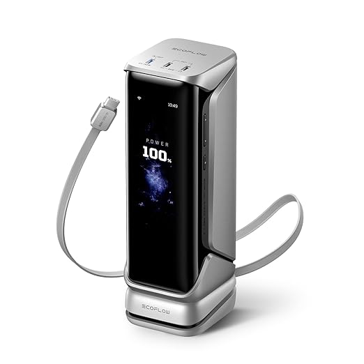 EF ECOFLOW Rapid Pro X Power Bank, 27650mAh 4-Part with 300W Output, Add-on Magnetic Block for Apple Watch, Portable Charger with 140W Built-in Cable, for MacBook, iPhone, Laptops, and More