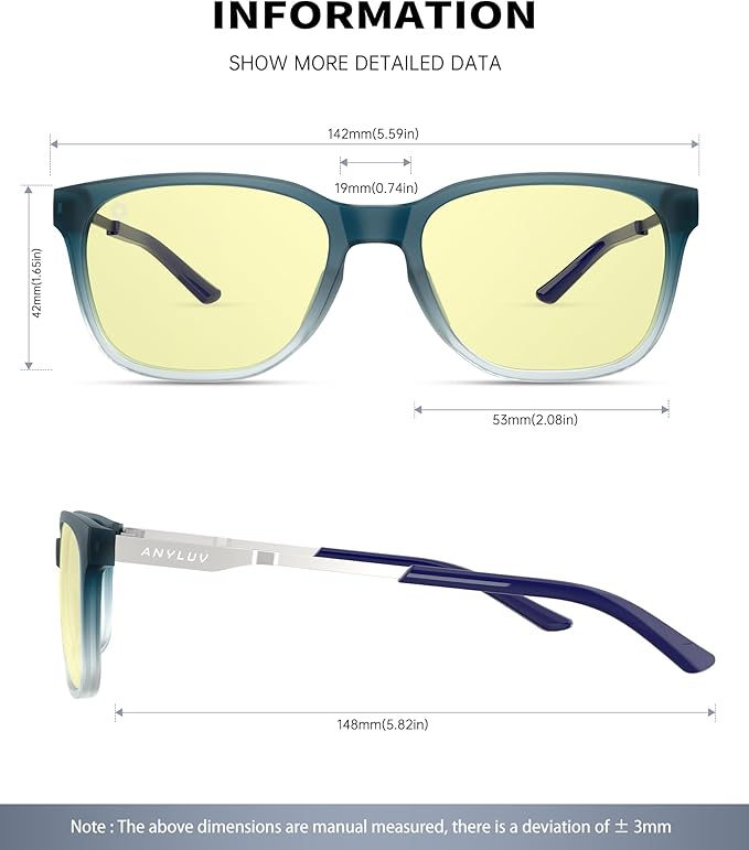 ANYLUV Blue Light Glasses for Men, Lightweight Computer Gaming Glasses, Stylish Anti Eyestrain Blue Light Blocking Men