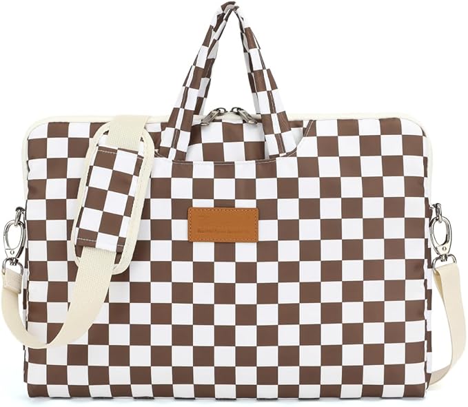canvaslife Waterproof Pattern Resistant Laptop Shoulder Messenger Bag for Pro 16 inch and 15.6 inch-16 inch Laptop (brown Checker)