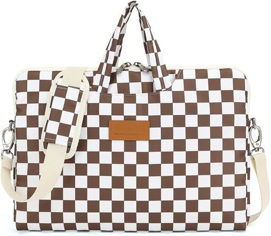 canvaslife Waterproof Pattern Resistant Laptop Shoulder Messenger Bag for Pro 16 inch and 15.6 inch-16 inch Laptop (brown Checker)