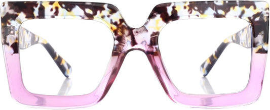 Onrtry Oversized Square Blue Light Glasses for Women Men Thick Frame Big Computer Eyewear Non-Prescription Eyeglasses