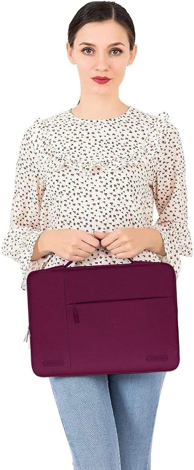 MOSISO Laptop Case 13.3 inch, 13-13.3 inch Laptop Sleeve with Handle Compatible with MacBook Air/Pro 13/Pro 14 M5 M4 M3 M2 M1,HP Dell ASUS Lenovo, Polyester Multifunctional Computer Bag, Burgundy