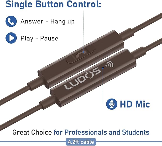 LUDOS Clamor USB C Headphones for iPhone 17 16 15 Pro Max Plus Air iPad Pro, 5 Years Warranty, USB-C Earbuds for Samsung Galaxy S26 S25 S24 S23 Ultra S22 S21 FE S20 A55 A54 A53, USB Type C Earphones