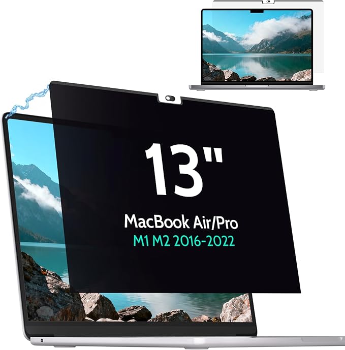 Magnetic Privacy Screen for MacBook Air/Pro 13 Inch (2016-2022, M1, M2),Removable Anti Glare Blue Light Filter for Mac 13.3In Laptop Privacy Filter Shield Protector
