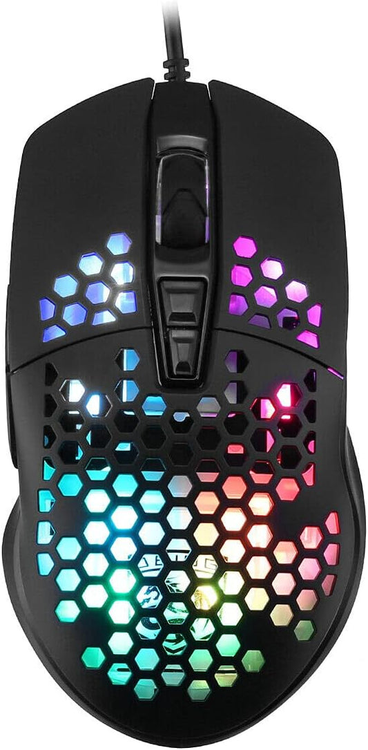 6400DPI Wired Gaming Mice Mouse RGB Flowing Backlit Light for PC Laptop Computer, Black2
