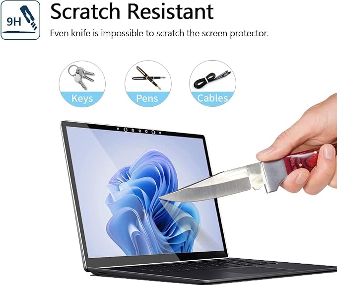 Megoo Tempered Glass Screen Protector for Microsoft Surface Laptop 6/5/4/3(15 inch), Easy Installation, Scratch Resistant, Ultra Clear Protective Film, 2-Pack