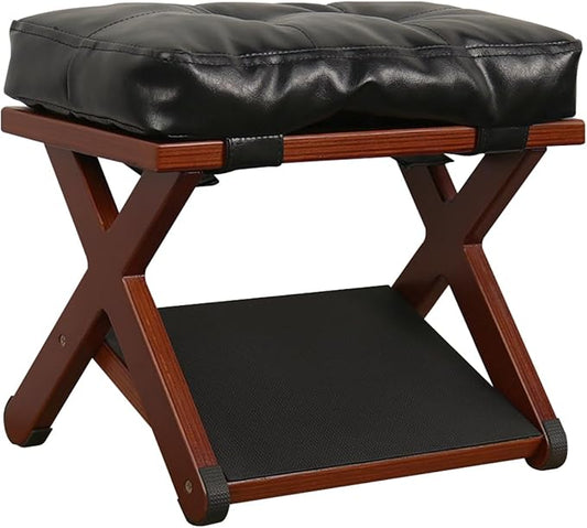 Ergonomic Wooden Double Step Foot Rest for Under Desk - Wood Footstool with Non-Slip Surface for Home Office & Gaming - Comfortable Posture Support, Walnut Finish