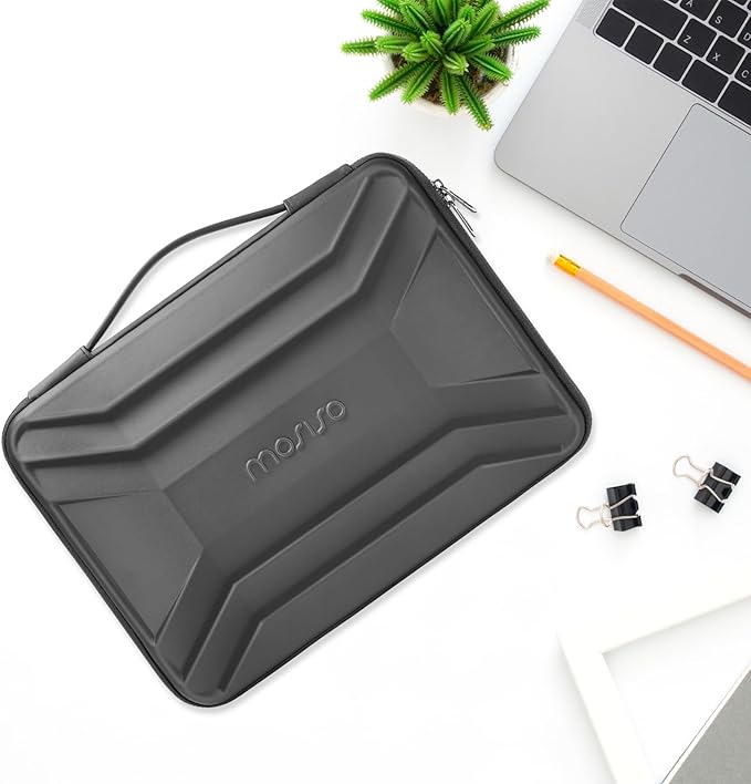 MOSISO 13-14 inch Laptop Hard Case, 13.3 inch Waterproof Shockproof Computer Bag Compatible with MacBook HP Dell, Symmetrical Trapezoid EVA Carrying Laptop Sleeve Hard Shell with Handle, Gray