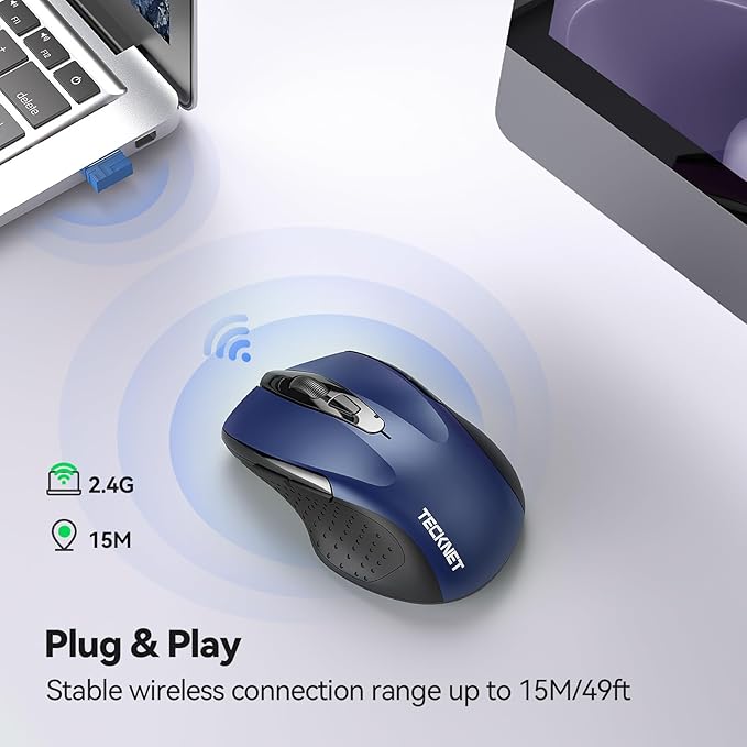 TECKNET Wireless Mouse for Laptop, Silent Mouse Quiet Click, Computer Mice Wireless, 6 Adjustable 4000 DPI Computer Mice