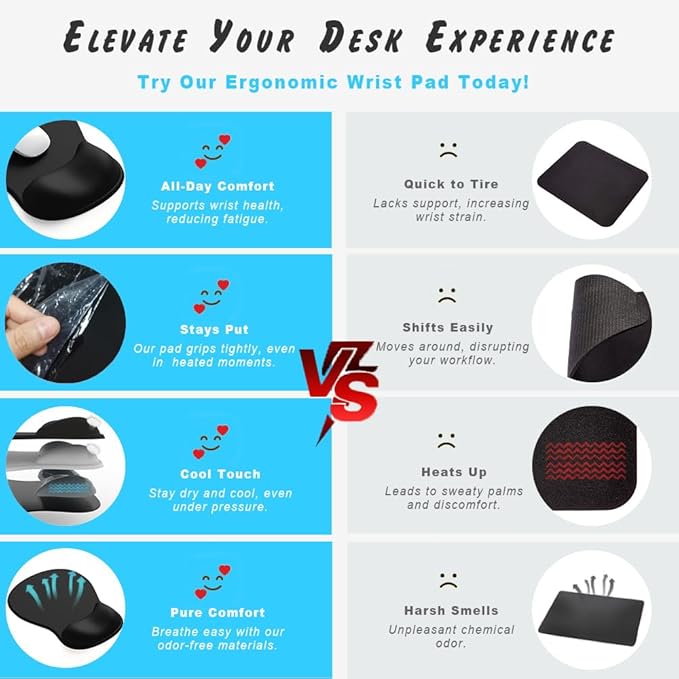 ErgoComfort Gel Wrist Rest Mouse Pad-Ergonomic Office Mousepad with Wrist Support-Non-Slip, Design Desk Accessories Mat for Home&Game Decor (06Ocean Gradient)