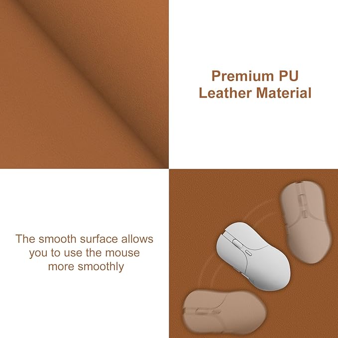 Desk Pad,Large Mouse Pad, Non-Slip PU Leathers Writing Pad,Desktop Protection Pad,Computer Desk Pad, Waterproof Table Mat, Desk Mat for Office and Home Writing (Brown;31.5"x 15.7")
