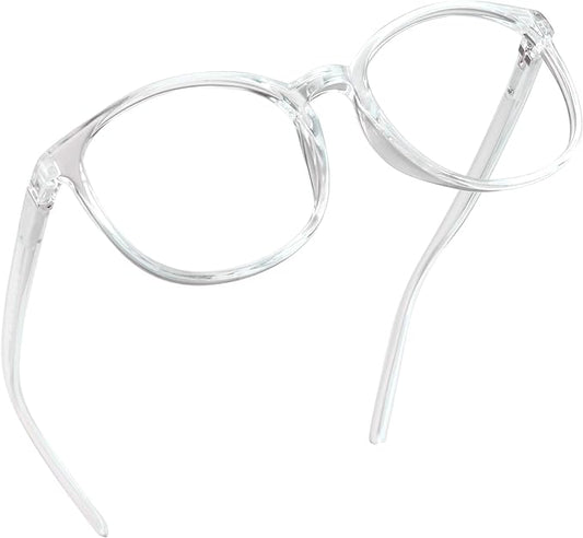 LifeArt Round Blue Light Blocking Glasses, Computer Glasses, Gaming Glasses, TV Glasses for Women Men (Clear, 3.25 Magnification)