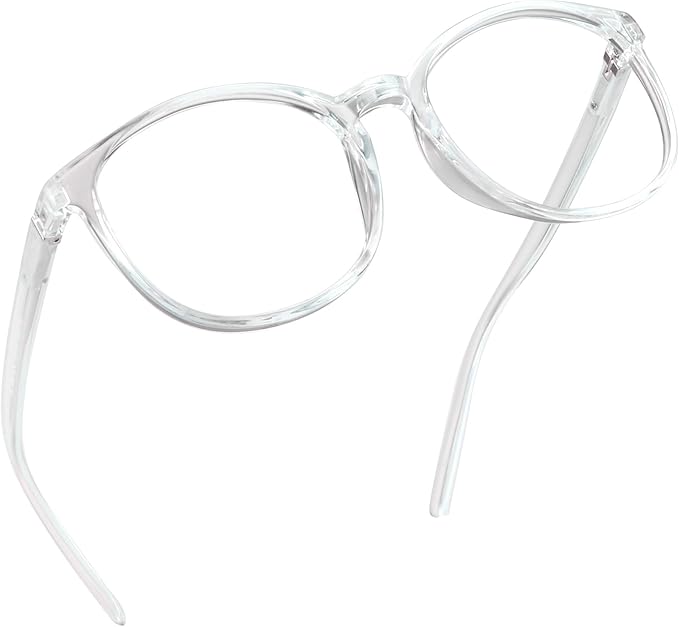 LifeArt Round Blue Light Blocking Glasses, Computer Glasses, Gaming Glasses, TV Glasses for Women Men (Clear, 5.50 Magnification)