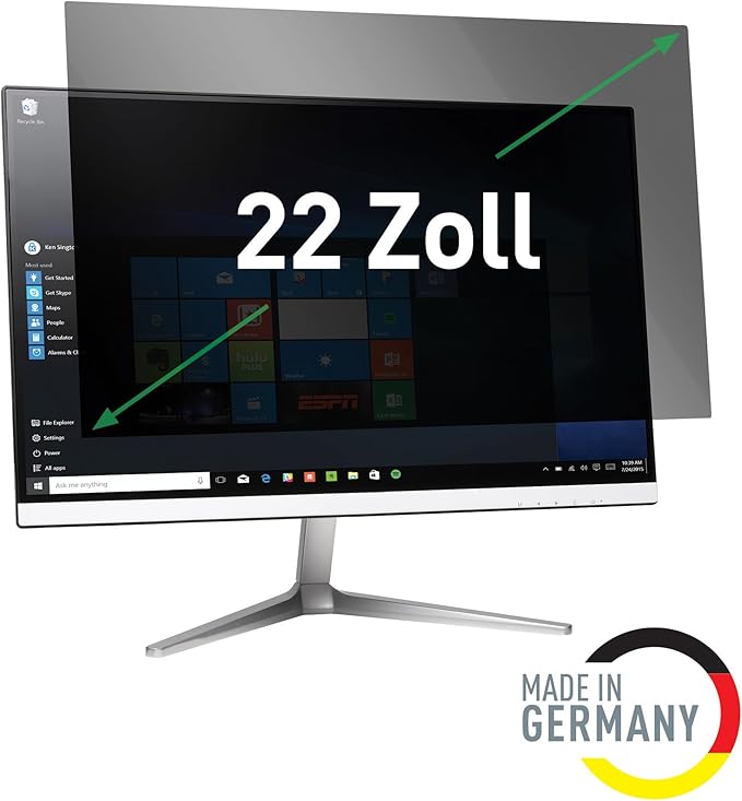 Leitz Monitor Privacy Filter 22 Inch (16:10), Removable Protective Film, with Blue Light Filter and Anti-Glare Protection, Can be Used on Both Sides, Touchscreen Compatible, Made in Germany, 69000000