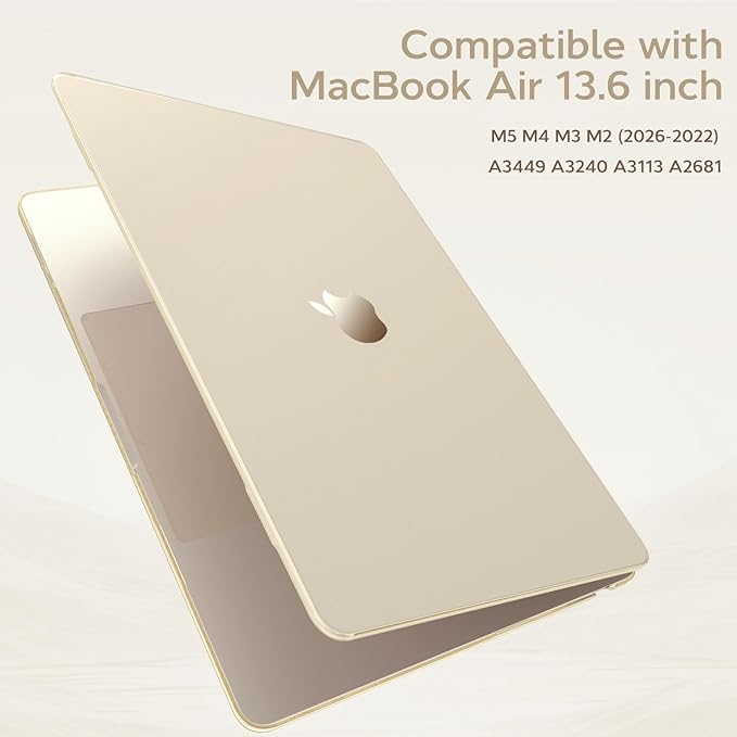 B BELK Compatible with MacBook Air 13 inch Case M5 2026 2025-2022 M4 M3 M2 A3449 A3240 A3113 A2681, [100% Official Color] [Slim Armor] Plastic Hard Shell for MacBook Air 13.6 inch Case,Starlight Clear