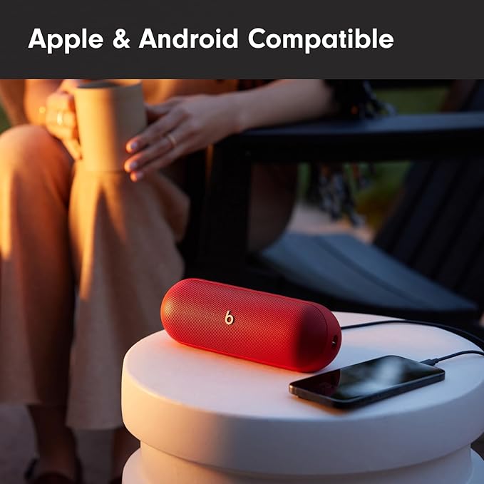 Beats Pill - Portable Bluetooth Speaker - Up to 24H Battery Life, Water Resistant, Bluetooth, Apple & Android Compatible, Seriously Loud Sound for Home, Outdoor and Travel – Statement Red