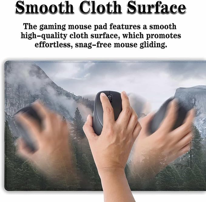 Gaming Mouse Pad - Green XXL Non-Slip Rubber Base 35.4" X 15.7" for Game Office, Park Nature Mountain Trees Mist