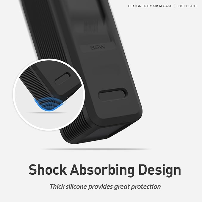 SIKAI CASE Silicone Case for Anker Prime Power Bank 9,600mAh 65W Raised Edges Design for AC Plug Integrated Dust Plug Precise Opening Compatible with Anker 65W Prime Power Bank Protective Case (Black)