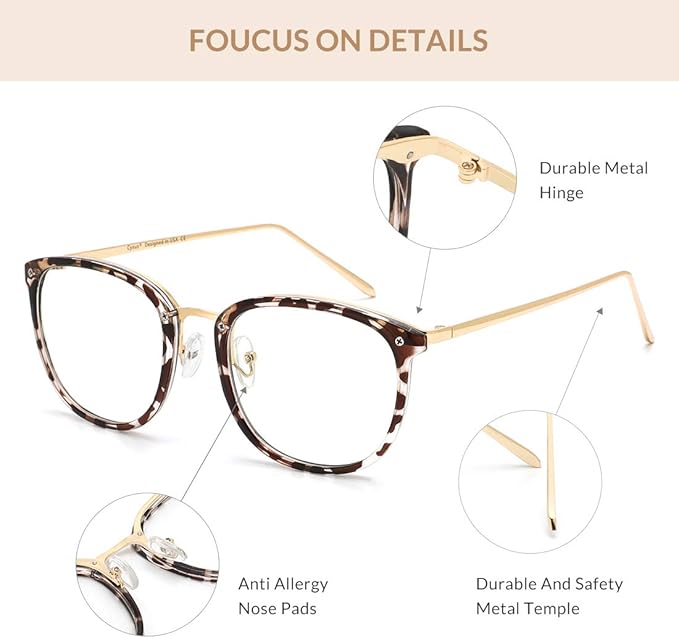 Cyxus 2 Pack Blue Light Glasses for Women, Blue Light Blocking Eyeglasses for Women Round Computer Eyewear Anti Eye Strain Glasses