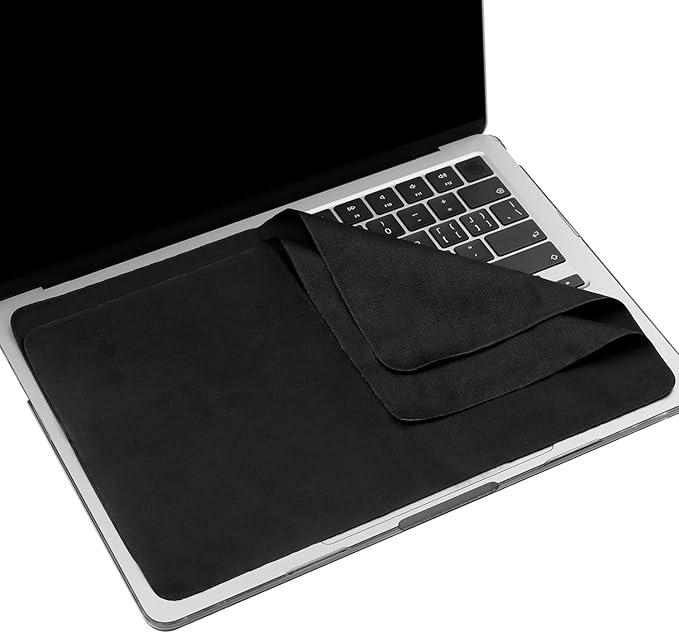 MUBUY-GOL 2 Pack Microfiber Liner Cleaning Cloth 13" with Screen Keyboard Imprint Protection, Laptop Keyboard Protector Compatible with MacBook Neo/Pro/AIR 13" and MacBook Pro 14"-Black