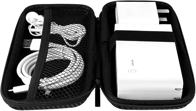 iMangoo Travel Essential Electronics Organizer Charger Case, Shockproof Dual Zipper Power Bank Cables Tech Accessories Pouch Purse, Men & Women Travel Must Have Storage Bag, 6.5x3.2x1 inch Fiber Black