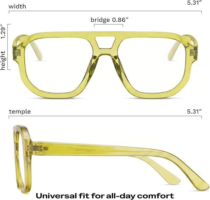 livho Retro Aviator Blue Light Blocking Glasses for Women Men with Soft Case, Trendy Rectangle Computer Eyeglasses
