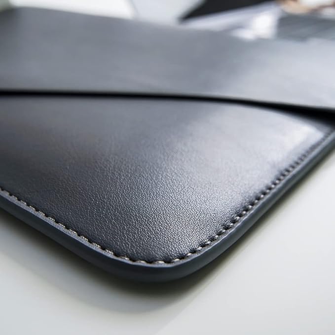 PU Leather Laptop Sleeve 13 Inch Compatible for 2024 13inch MacBook Air M3,13 MacBook Pro M2, Surface Pro 3 4 5 6 7, Dell XPS 13 with Small Pouch, Mouse Pad and Cord Organizer Color Dark Grey