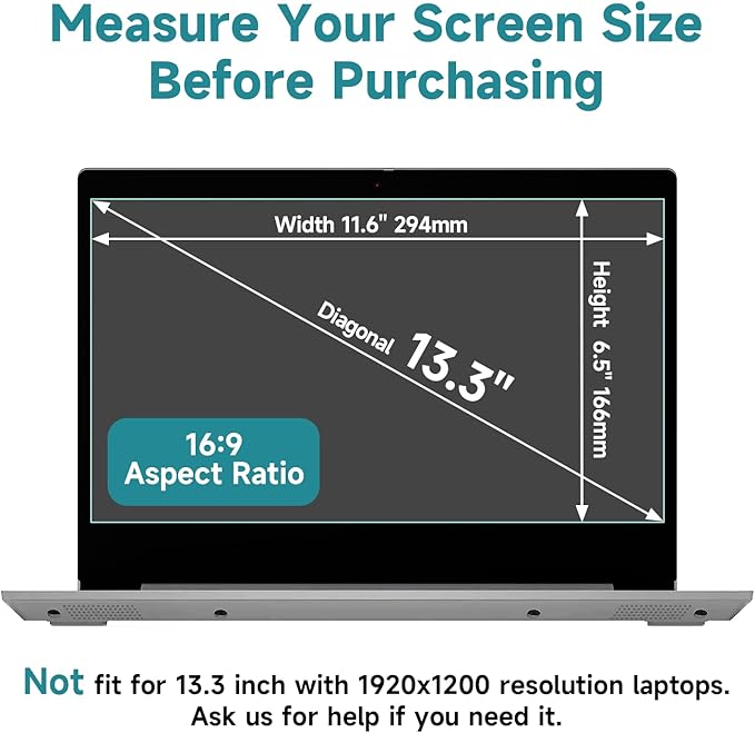 2 Pcs 13.3 Inch Anti Blue Light Screen Protector, Reduce Eye Strain Matte Anti Glare Computer Screen Cover, Blue Light Blocking Screen Protector for HP/Lenovo/Dell/Acer/Asus/Samsung/Envy 13.3’’ with