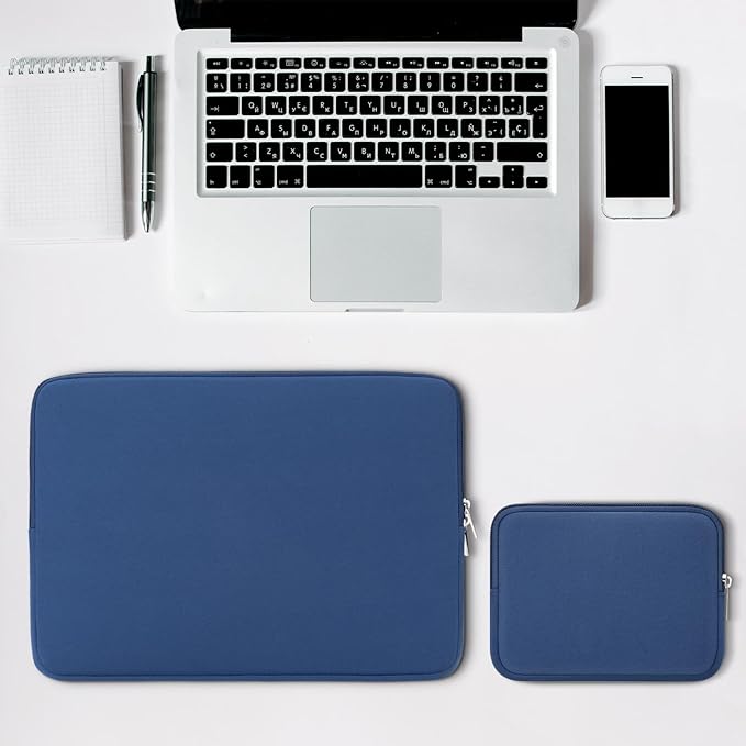 RAINYEAR 16 Inch Laptop Sleeve Protective Soft Case with Accessories Pouch, Specially Compatible with 16" MacBook Pro M1 M2 M3 M4 M5 Pro/Max A3403 A3186 A3428 A3429 (Navy Blue)
