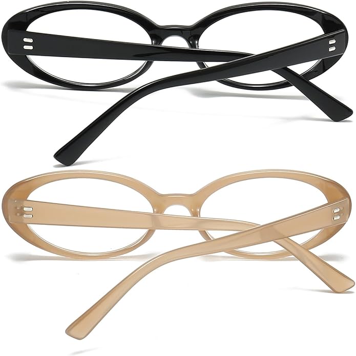 JOVAKIT Oval Blue Light Blocking Glasses for Women Men Vintage Fashion Small 90s Retro Oval Frame Style Eyeglasses