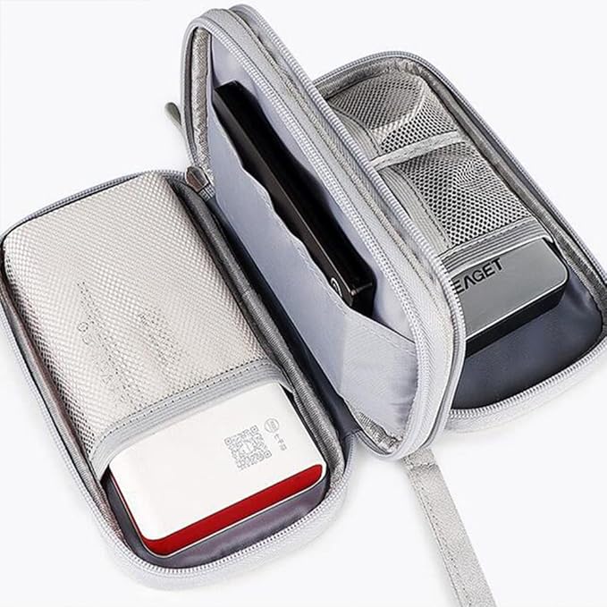 Electronics Accessories Bag, Universal Electronics Accessories Organizer Case, Waterproof Portable Cable Organizer Bag, Travel Gear Carry Bag for Cord, Charger, Flash Drive, Phone, SD Card, Gray