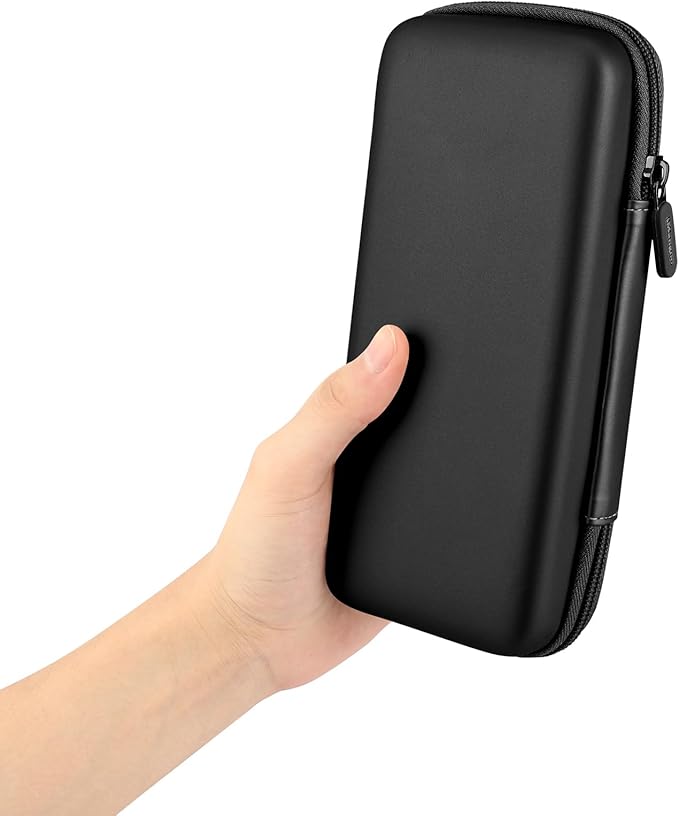 iMangoo Travel Essential Electronics Organizer Charger Case, Shockproof Dual Zipper Power Bank Cables Tech Accessories Pouch Purse, Men & Women Travel Must Have Storage Bag, 8.5x4.5x2 inch Black