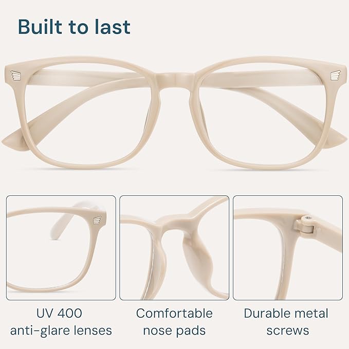 Gaoye Milky Blue Light Glasses for Computer & Gaming - Anti UV Ray Lenses, Scratch-Resistant & Comfort Fit
