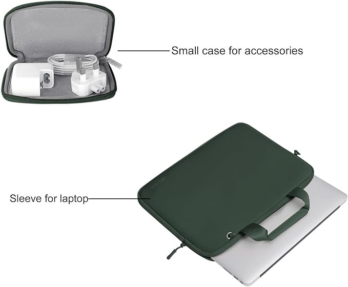 MOSISO Laptop Case 13 inch, Laptop Sleeve Bag Compatible with MacBook Air M5 M4 M3 M2 M1 2026-2018 / Neo 13 / Pro M2 M1, Neoprene Carrying Computer Bag with Handle&Detachable Small Case, Emerald Green