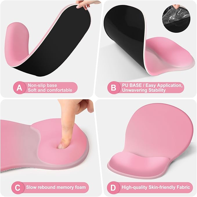 4-in-1 Large Gaming Mouse Pad, Keyboard Wrist Rest Pad & Wrist Support Mousepad Set, Extended Desk Pad Waterproof Desk Mat for Home Office Decor Study Game 35.4×15.7 Inches I Gradient Pink Blush
