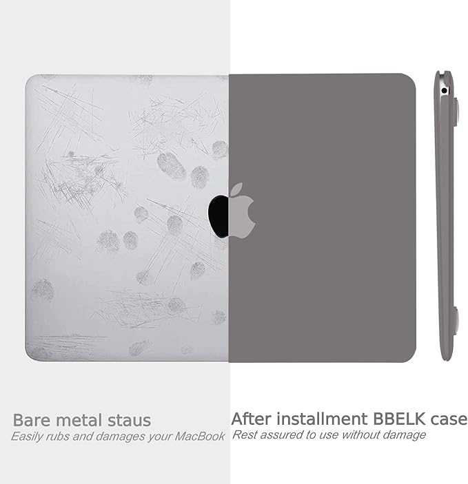 B BELK Compatible with MacBook Air 13 inch Case M1 2022 2021 2020 2019 2018 A2337 A2179 A1932 Touch ID, Matte Plastic Hard Shell+ Keyboard Cover+ Screen Protector for MacBook Air 13.3 inch Case, Gray