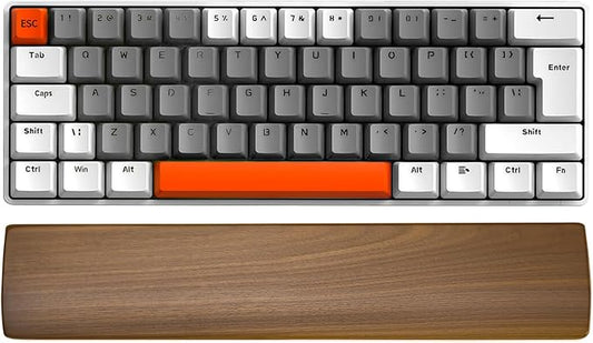 Walnut Wooden Wrist Rest for Mechanical Keyboard, Ergonomic Design for Wrist Pain Relief, Smooth No Odor and Easy to Clean, Support Wrist to Coding Typing and Playing (for 60-68 Key)