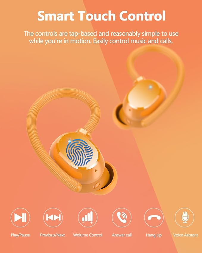 Ear buds Wireless Bluetooth Earbuds Sport 2026 NEW Bluetooth 5.3 Headphones with LED Display 128H Playtime Powerful Bass Over Ear Earphones with Earhooks IP7 Waterproof for Gym/Running/Workout