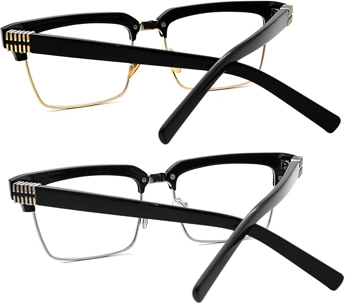 Semi Rimless Rectangle Blue Light Glasses Men Women Black Square Eyewear